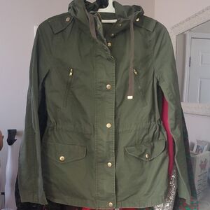 Love Tree Green Utility Jacket with Gold Accents